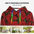 thumbnail image 4 of Disketp Rose Flowers Womens Casual Hoodies Crew Neck Long Sleeve Sweatshirts Pullover Tops-Medium, 4 of 7