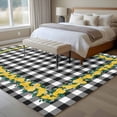 thumbnail image 4 of Summer Lemon Area Rugs 5x7 ft Floral Leaf Black White Buffalo Plaid Washable Rug Non Slip Indoor Carpet Absorbent Floor Mat for Living Room Bedroom Dining Room, 4 of 9