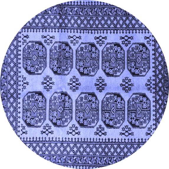 Ahgly Company Machine Washable Indoor Round Southwestern Blue Country Area Rugs, 5' Round