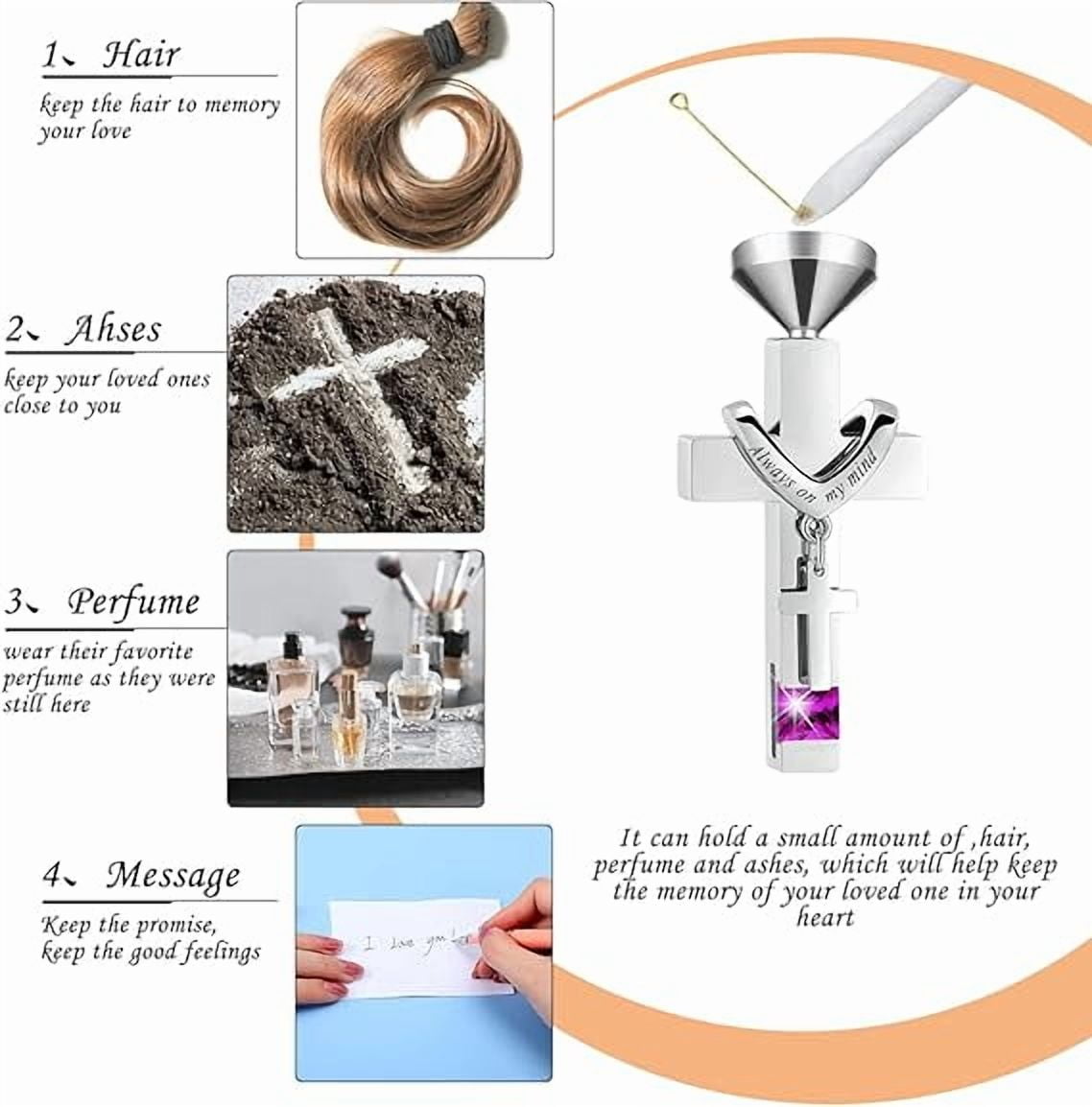 6 Pack Personalized Urn Necklace for Ashes Keepsake Cremation Heart Cross Cubic Jewelry for Ashes Stainless Steel Memorial 6 Styles Urn Necklace