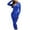 Blue, variant on Women's Long Sleeve Zippered Sports Jumpsuit - Stand Collar, Solid Color, Fashionable & Functional (Size S-XXL)