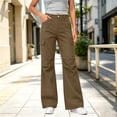 thumbnail image 6 of TEAJOPSUU Womens Button Fly Bootcut Cargo Pants Solid High Waist Wide Leg Side Cargo Pockets Trousers with Pockets Casual Winter Wear Coffee, 6 of 8