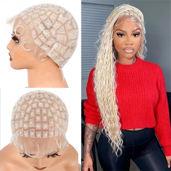 More Beautiful More Beautiful Wig Making Crochet Caps, Adjustable Mesh Base, DIY Foundation, Curly Baby Hair, Crochet Braid, Full Lace( 123-Gold)