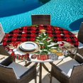 thumbnail image 6 of Red Plaid Christmas Round Tablecloth, Fitted Table Cover with Elastic for 36"-44" Round Tables, Gnomes Xmas Tree Snowflake Winter Gifts Table Cloth Outdoor Indoor Dinning Party Waterproof Tablecloths, 6 of 7