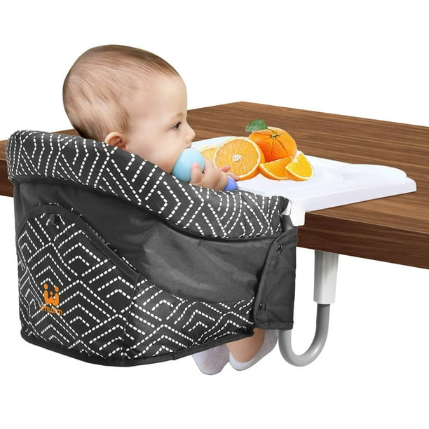 MTWML Silla alta con gancho y bandeja, silla alta portátil para bebé que se fija a la mesa, silla alta con clip para mesa rápida para bebés y niños pequeños. Asiento de alimentación para bebé para mes