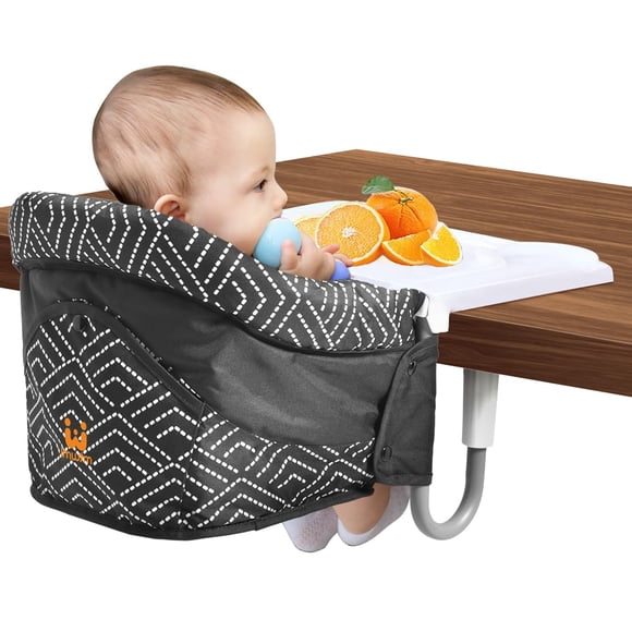 MTWML Silla alta con gancho y bandeja, silla alta portátil para bebé que se fija a la mesa, silla alta con clip para mesa rápida para bebés y niños pequeños. Asiento de alimentación para bebé para mes