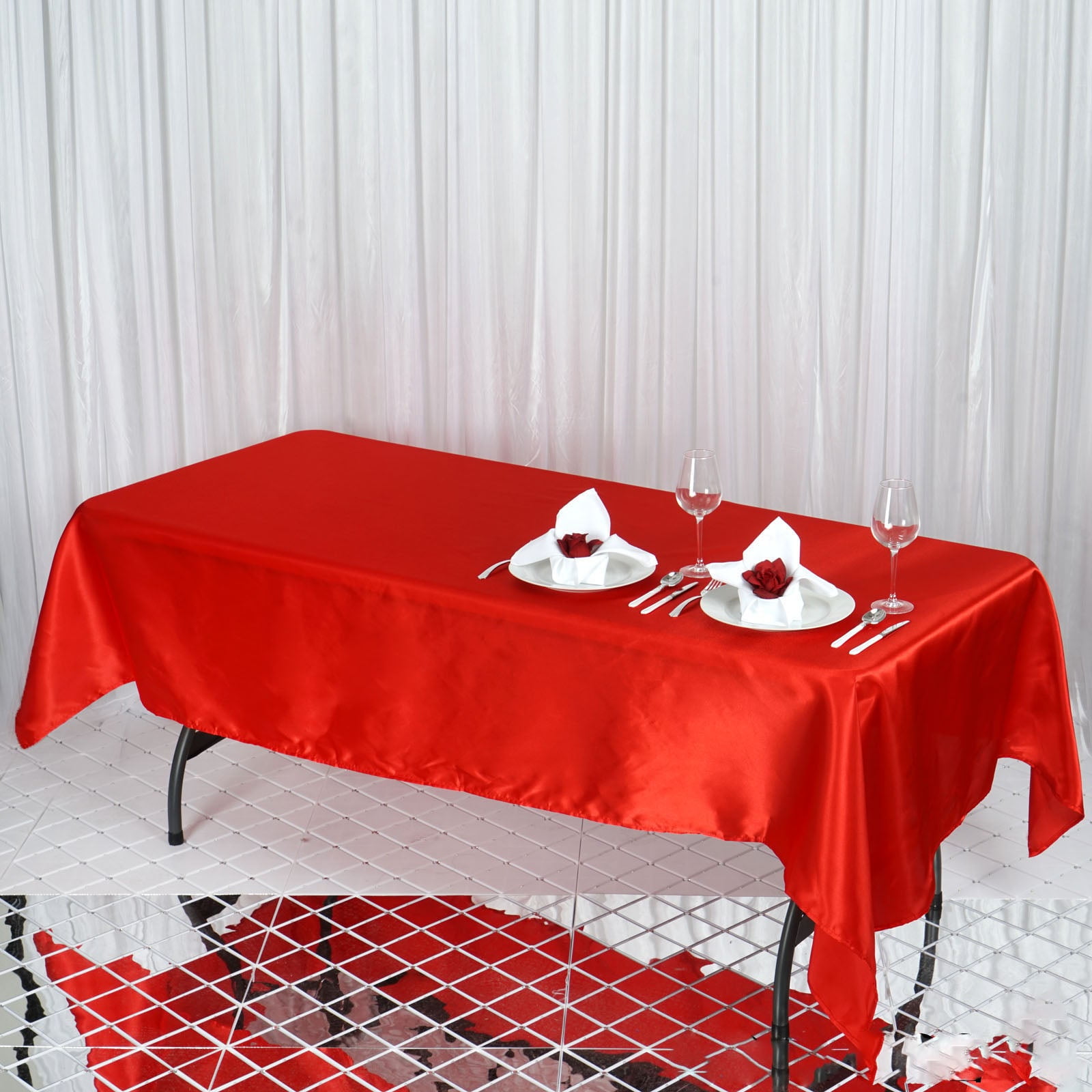 Efavormart 60x102" Rectangle RED Wholesale SATIN Tablecloth Banquet