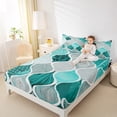 thumbnail image 4 of jejeloiu Boho Bohemian Style Twin Sheet Sets,Abstract Geometric Stripe Twin Fitted Sheet,Cyan White Black Flat Sheet For Men Women,Microfiber Bedroom Decor,3-Piece, 4 of 7