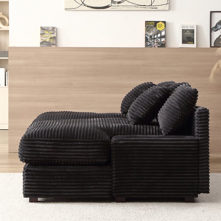 Aukfa 75 inch Double Chaise, Oversized Sofa Bed w/ 6 Pillows