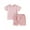 Light Pink, variant on Musuos Toddler Girls Summer 2-Piece Outfit 6 12 18 24M 3 4T Solid Color Short Sleeve Crew Neck T-Shirt and Elastic Floral Shorts Set