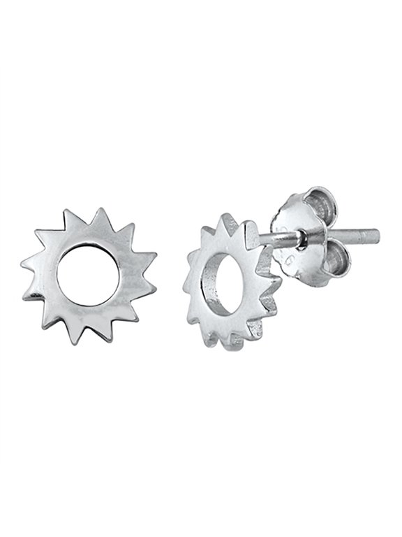 Sterling Silver Solar Eclipse Stud Earrings