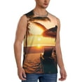 thumbnail image 2 of Uemuo Hawaiian Sunset Beach Pattern Men's Sleeveless T-Shirt,Muscle Athletic Tank Top, Moisture-wicking Quick-dry Breathable Classic Tee Top for Gym Run Outdoor Sports-Medium, 2 of 8