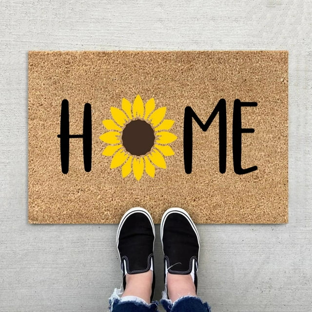 Summer Holiday Welcome Doormat Non Floor Mat with Flower Design for Beach Entryway Polyester Indoor Outdoor Carpet
