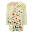 thumbnail image 4 of CYMMPU Spring Tops Round Neck Tunic Tops 3/4 Sleeve Blouses for Women Dressy Casual Summer Fashion Shirts Loose Fit Flower Pattern Lightweight Basic T-Shirts Pink XXXL, 4 of 5