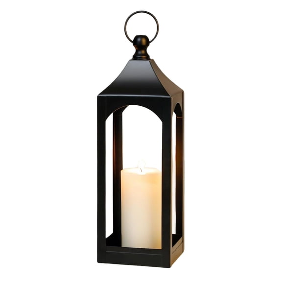 WEXOPE Hollow Iron Candle Holder Lantern with LED Candle – Elegant Decorative Metal Lantern for Home, Patio, Events, and Romantic Ambiance,Black