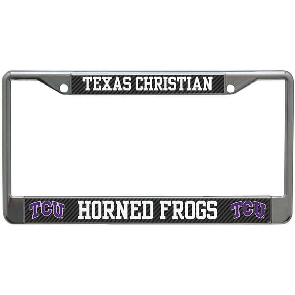 TCU Horned Frogs Metal License Plate Frame - Carbon Fiber