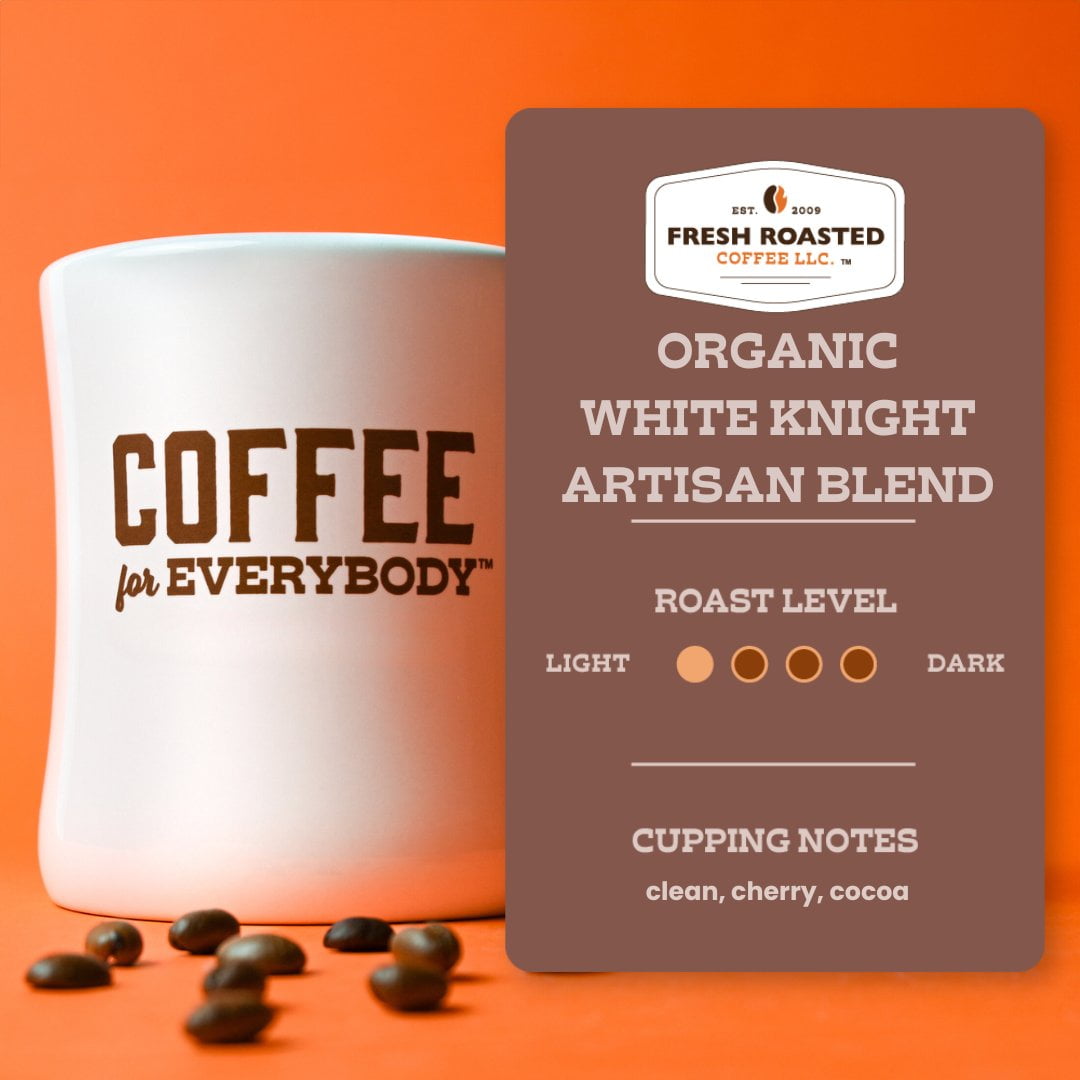 Fresh Roasted Coffee, Organic White Knight Blend Coffee, Light Roast, Drip Ground, 32 oz 2 lbs