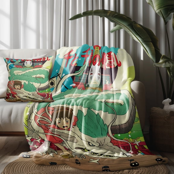 Throw Blanket for Laputa Castle in the Sky Soft Flannel Blankets Pillow Covers Set for Kids Boys Girls Gifts Couch Sofa decorative 30x40 Inch