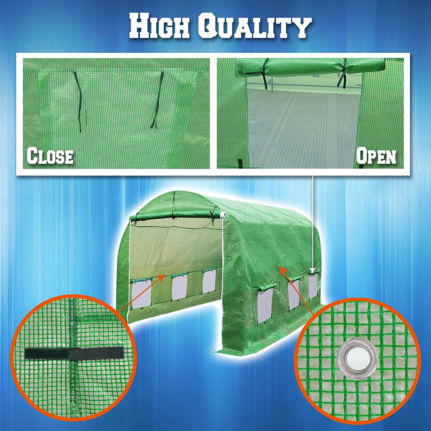 SUNNY Replacement Cover Canopy for Hot Green House 12'X7'X7' Larger Walk in Outdoor Plant Gardening Greenhouse Plant Protector (Frame not Include) Color: Green