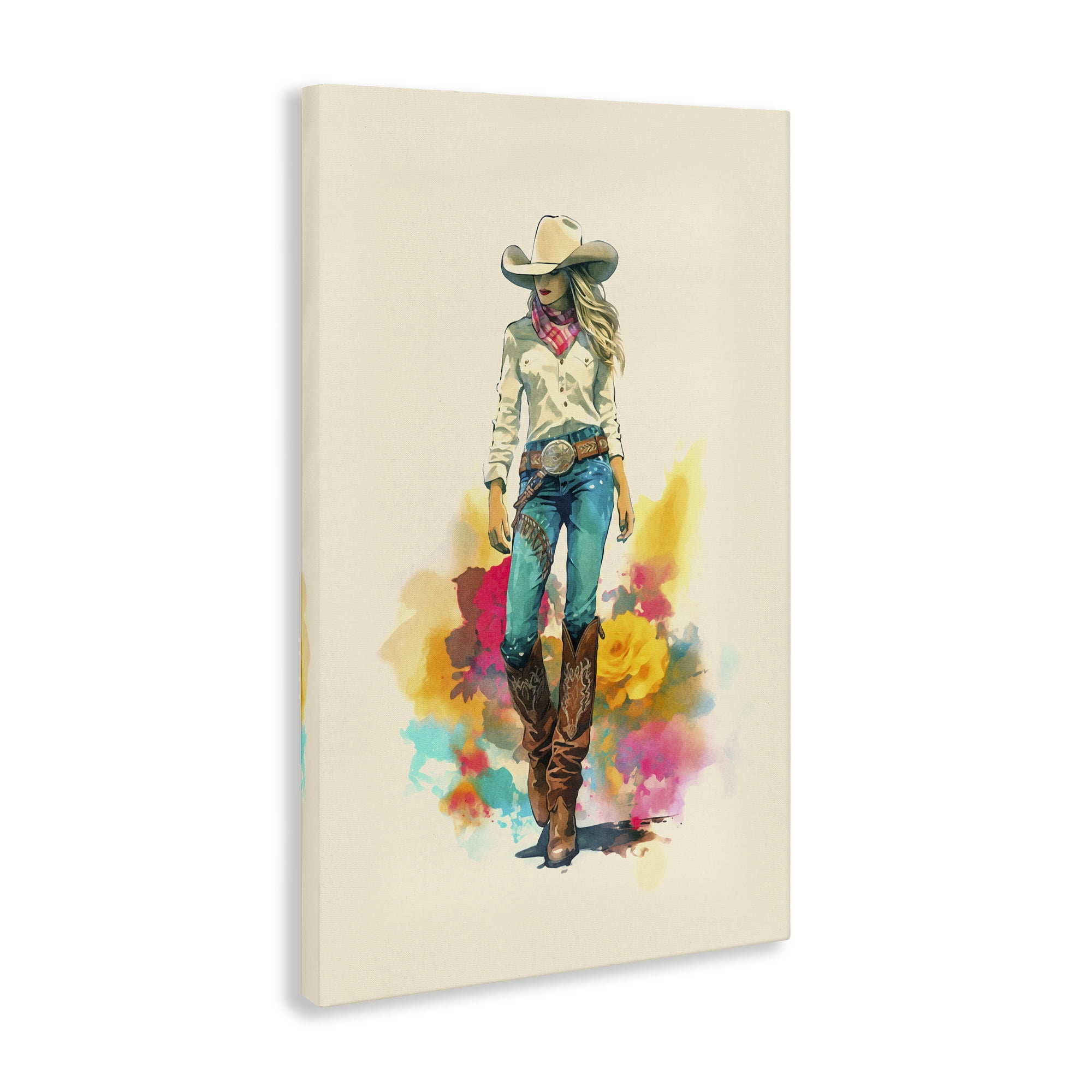 Stupell Industries Prairie Princess Cowgirl People Painting Wrapped Canvas Art Print Wall Art, 30 x 45