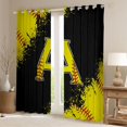 thumbnail image 2 of Manfei Boys Girls Letter Monogrammed A Black Out Curtains,Sport Baseball Curtains Pack of 2 (42x63 Each),Graffiti Splash Bedroom Curtains,Ultra Soft Home Decor, 2 of 6
