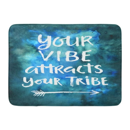 SIDONKU Blue Positive Your Vibe Attracts Tribe Modern on Watercolor Green Best Abstract Doormat Floor Rug Bath Mat 23.6x15.7