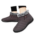 thumbnail image 3 of Gyexs Womens Snow Boots Ankle Booties Waterproof Winter Warm Furry Boots Synthetic Leather Side Zip Fashion Boots, Coffee, Size 7.5, 3 of 7
