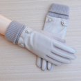 thumbnail image 4 of Guantes cálidos de terciopelo para pantalla táctil de otoño e invierno para mujer, de algodón, para montar al aire libre, de cuero y terciopelo, 4 of 4