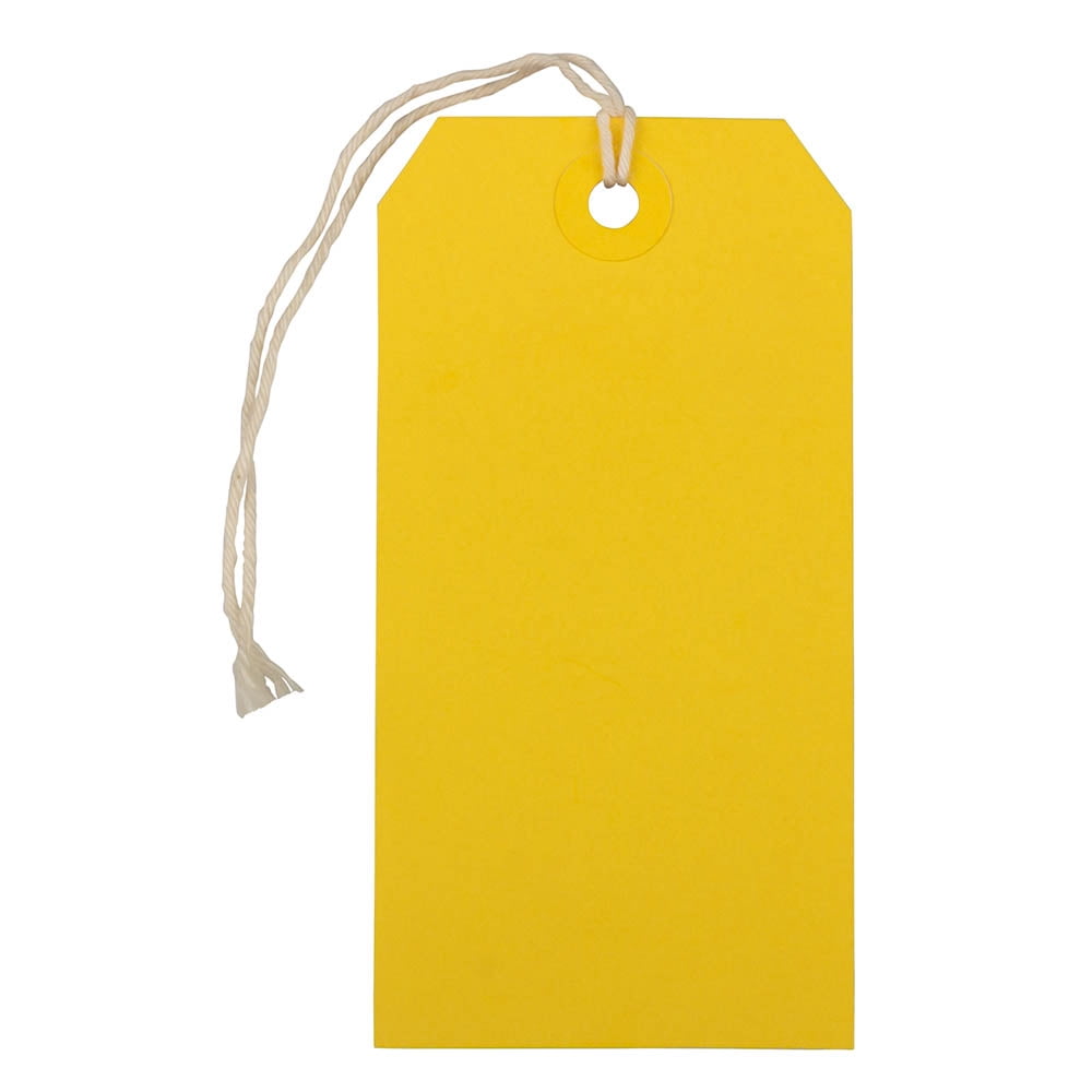 JAM Paper & Envelope Medium Yellow Paper Gift Tags, with String 4.75" x 2.37" x 2" (10 Count)