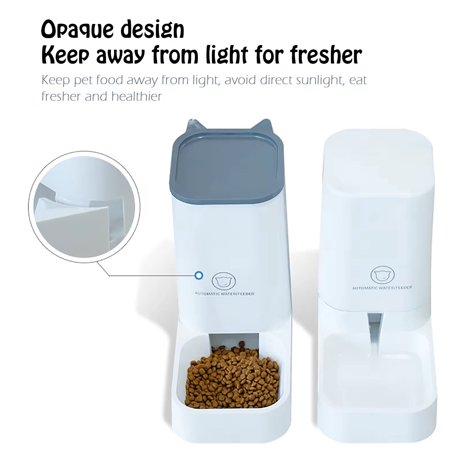 Pet Daily Kit Pets Automatic Feeder and Waterer Set, Dogs Cats Food Feeder and Water Dispenser 3.8L, 2 in 1 Cat Food Water Dispensers for Small Medium Big Pets Convenient, White