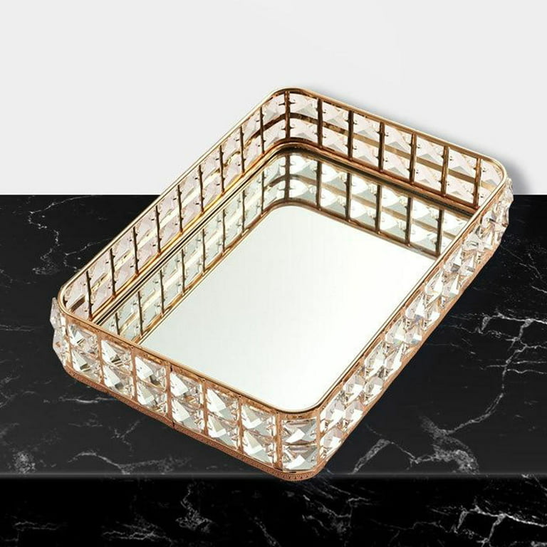 Plate Trays Portable Stackable Large Diamond Rhinestone Plate Tray