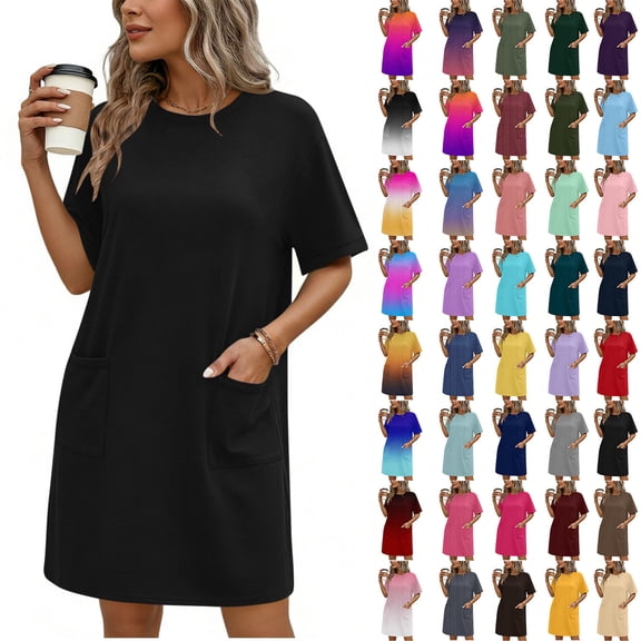 Summer Plus Size Dresses for Womens 2025 Fashion Solid Color Causal Zipper Neck Short Sleeve Vacation Cold Shoulder Dress