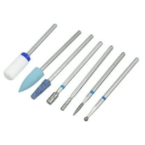 Unique Bargains 7 Pcs Emery Nail Drill Bits Set for Acrylic Nails 3/32 Inch Nail Art Tools 40.5mm Length Blue