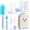 Blue, variant on Travel Baby Bottle Cleaner Kit, 7 in 1 Portable Silicone Brush Set with Drying Rack and Leak-Proof Soap Dispenser, Blue
