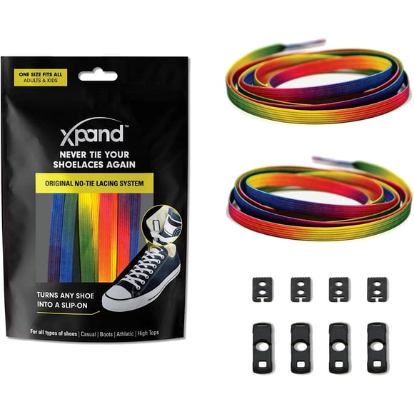 Xpand No Tie Shoelaces System with Elastic Laces - One Size Fits All Adult and Kids Shoes