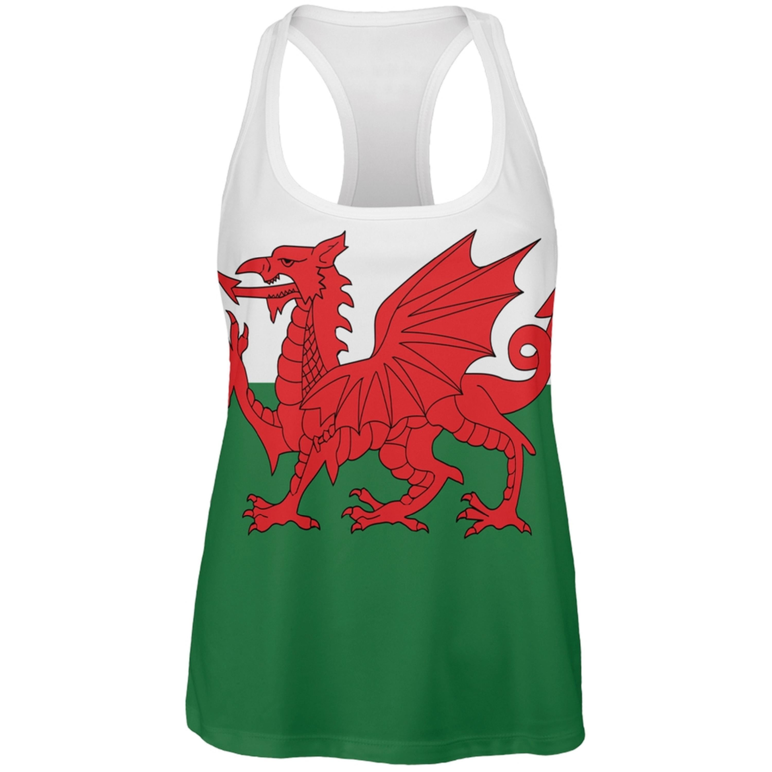 Welsh Flag All Over Womens Racerback Tank Top