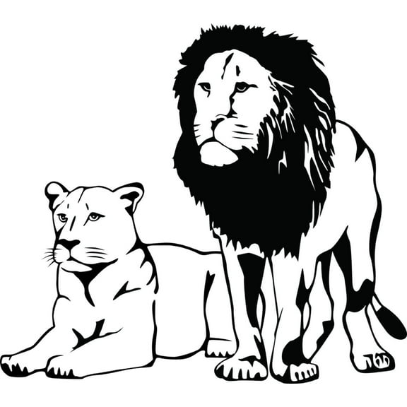 Custom Wall Decal Lion And Tiger Kids Boys Bed Room - Sticker - Vinyl Wall : 22 X20"