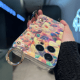 thumbnail image 5 of siduater for iPhone 16 Pro Max Case for Girls Women | Colorful Retro Oil Painting Flower Phone Cover with Adjustable Grip Loop Strap Handle Kickstand, Camellia Pink, 5 of 9