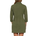 thumbnail image 3 of INSPIRE CHIC Women's Denim Dress 3/4 Sleeve Button Down Mini Jean Shirt Dress XS Army Green, 3 of 6