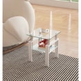 thumbnail image 2 of Holaki Modern Tempered Glass Tea Table Coffee Table End Table, Square Table for Living Room, Transparent/White, 2 of 9