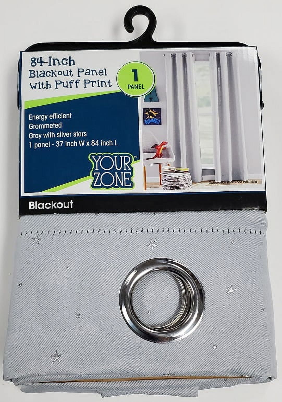 Your Zone Blackout Grommet Curtain Panel, 1 Panel, Grey/Metallic Star, 37" W x 84" L