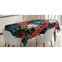 Ambesonne Psychedelic Tablecloth Rectangular Table Cover, Grunge Street Art, 60"x84", Multicolor