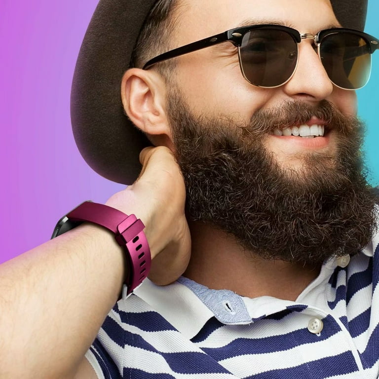 Lightweight Fitbit for Fuchsia Versa Soft Smartwatch Lite/SE Band/Versa Strap 2 Titanium Band/Versa Silicone Weatproof Flexible Adjustable Wristband For 6.7-8.1\