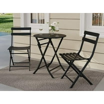 Twister.CK Bistro Table and Chairs Set of 2, 3 Piece Outdoor/Indoor Folding Patio Bistro Sets, 2 Chair Patio Furniture Set with Table, Foldable Coffee Tables for Balcony, Yard, Garden,Black