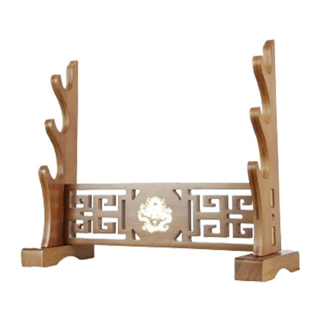 Yinanstore Samurai Stand Rack Horizontal Storage Japanese Holder Solid Wood for Lightsaber Wakizashi Office Dojo 3 Tier