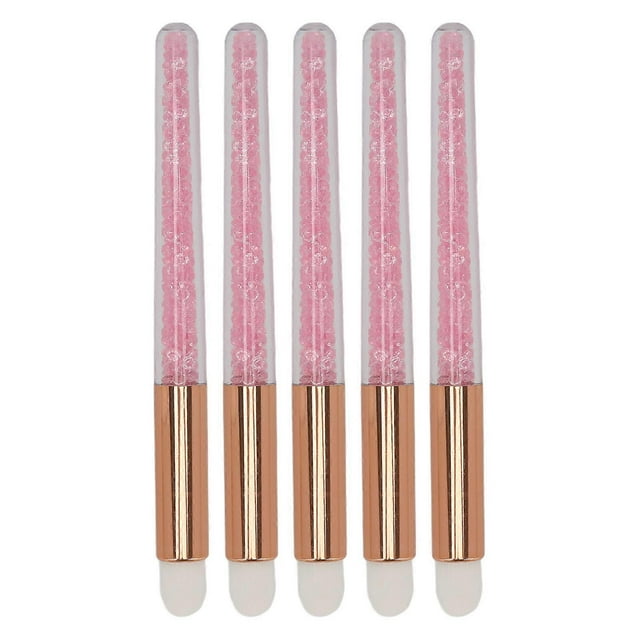 5pcs Glitter Crystal Lip Brush Round Head Portable Fiber Wool Lash Brush for Makeup