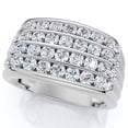 thumbnail image 2 of Pompeii Men's 2Ct Diamond Ring Gold Multi Row Wedding Anniversary Band Lab Grown, 2 of 6
