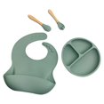 thumbnail image 2 of Juego de 4 platos de silicona para alimentos antideslizantes para alimentación de bebé, accesorios para alimentos (verde oliva) Tmvgtek Para estrenar, 2 of 9
