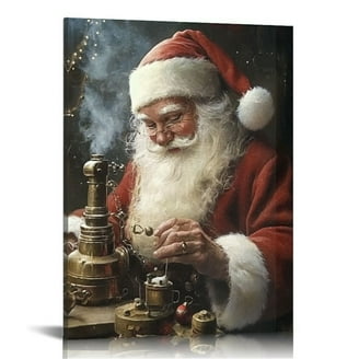 Vintage Christmas Framed Canvas Wall Art - 12x16 Inch Still Life Candle & Pinecone Painting, Holiday Decor 3 thumbnail image