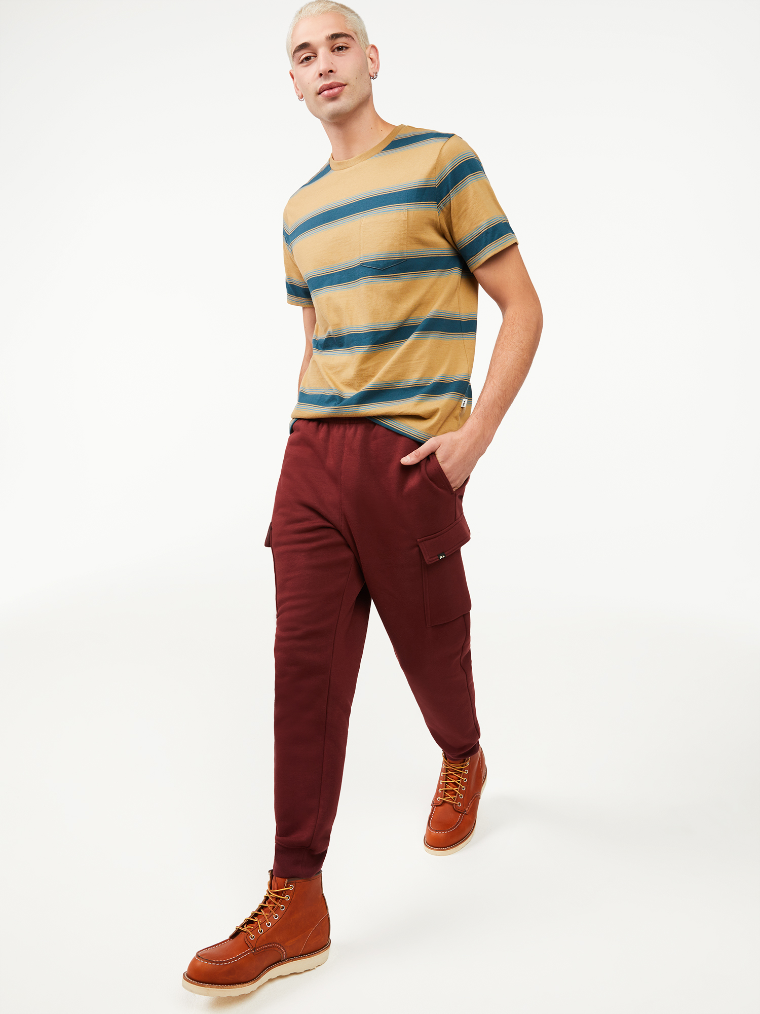 Free Assembly Men's Short Sleeve Striped Pocket T-Shirt